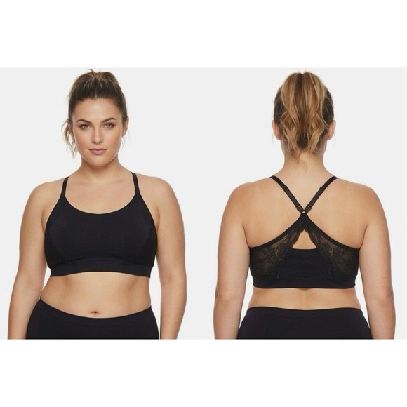 Torrid Other - Torrid Bralette 3X 22/24 Black Seamless Unlined Lace Racerback Wireless Stretch